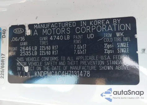 2017 Kia Sportage Lx from USA, damaged, VIN KNDPMCAC4H7131478